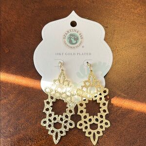 Spartina 449 Garden House 18 kt Gold Plated Dangle Earrings. New with Tags.
